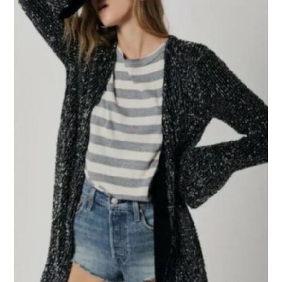 Free People Jacket Harley Sequin Bead Jacket Cardigan Kimono Festival XS Boho EC - Picture 2 of 13